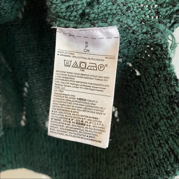 Banana Republic Green Open Knit Sweater Chunky Patterned Crew Neck Size Small - Picture 4 of 5